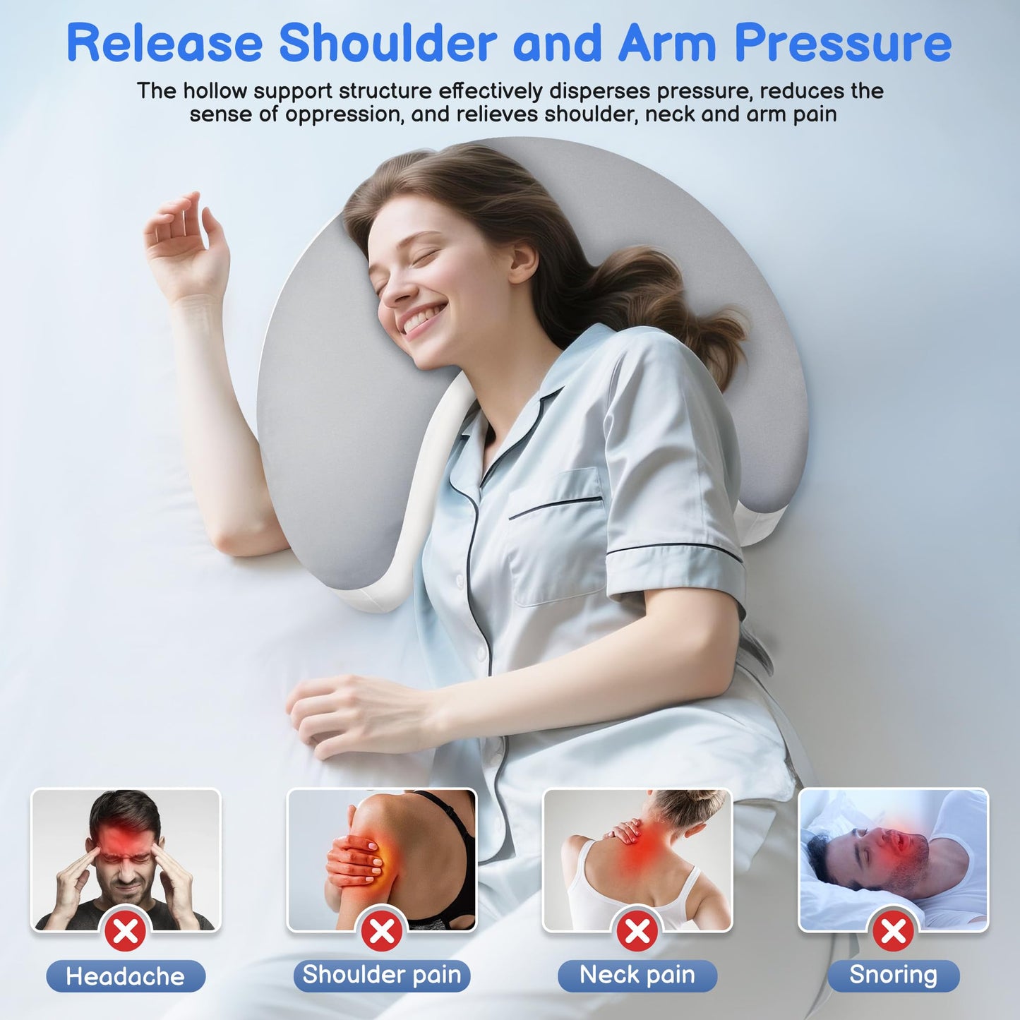 💤Ergonomický boční spací polštář s průramky - opora krku a ramen